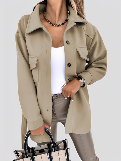 Tiffanie - nowoczesna, lekka damska kurtka z wełny z kołnierzem z klapami