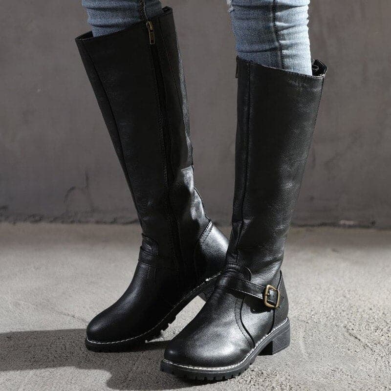 Marisa – bottes en cuir à talon bloc