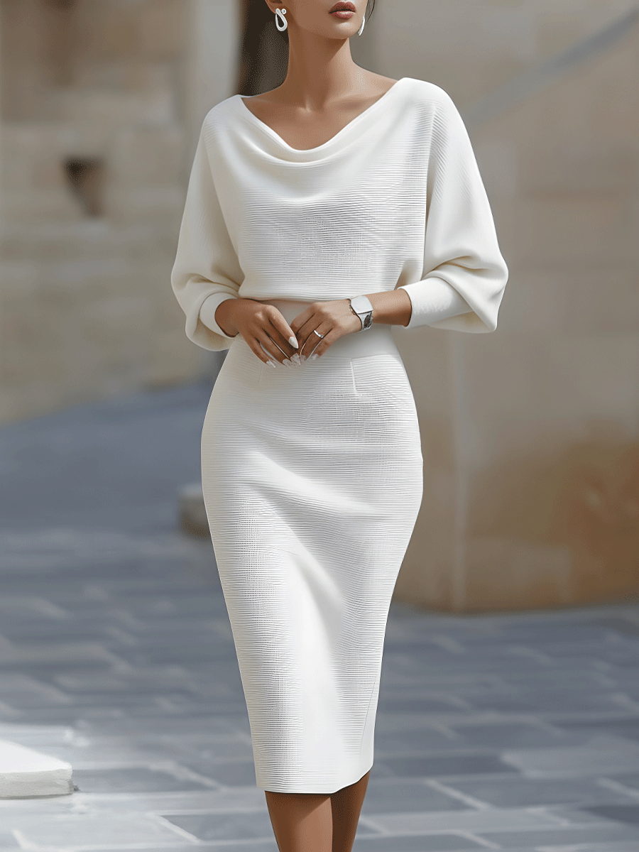 Wendy - Sophisticated Midi-Robe mit Drapékragen