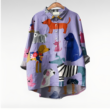 Eyden - Camicetta artistica a maniche lunghe per donna