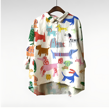 Eyden - Camicetta artistica a maniche lunghe per donna