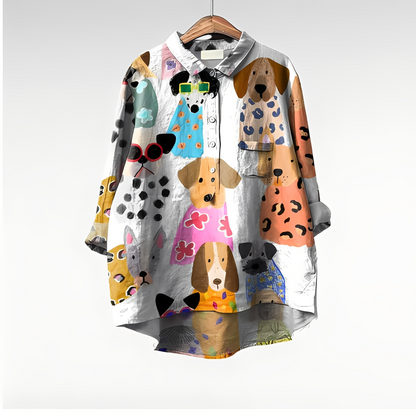 Eyden - Camicetta artistica a maniche lunghe per donna