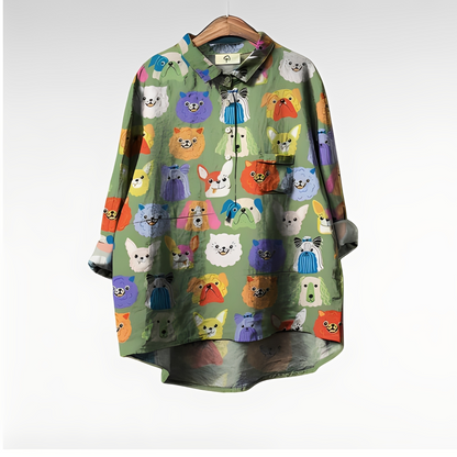 Eyden - Camicetta artistica a maniche lunghe per donna