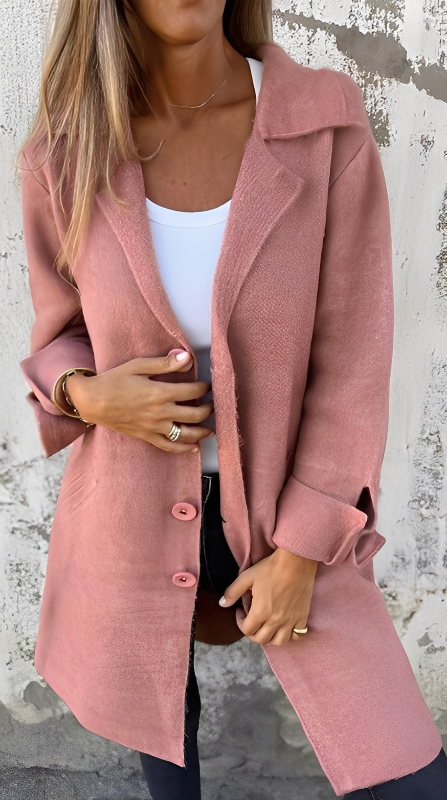 Meridith - Manteau élégant pour femme avec grand col à revers