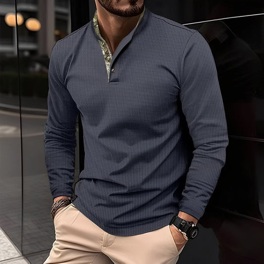 Crofton - Elegantes Herren-Poloshirt mit langen Ärmeln und Strukturdesign