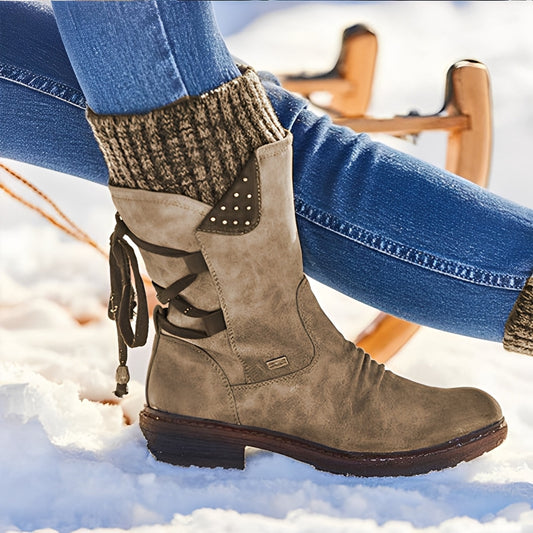 Sharalyn - Bottes d'hiver confortables pour femmes avec hauteur de tige moyenne
