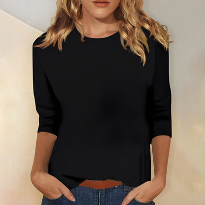 Katherina - Wygodna damska koszulka z długimi rękawami i okrągłym dekoltem