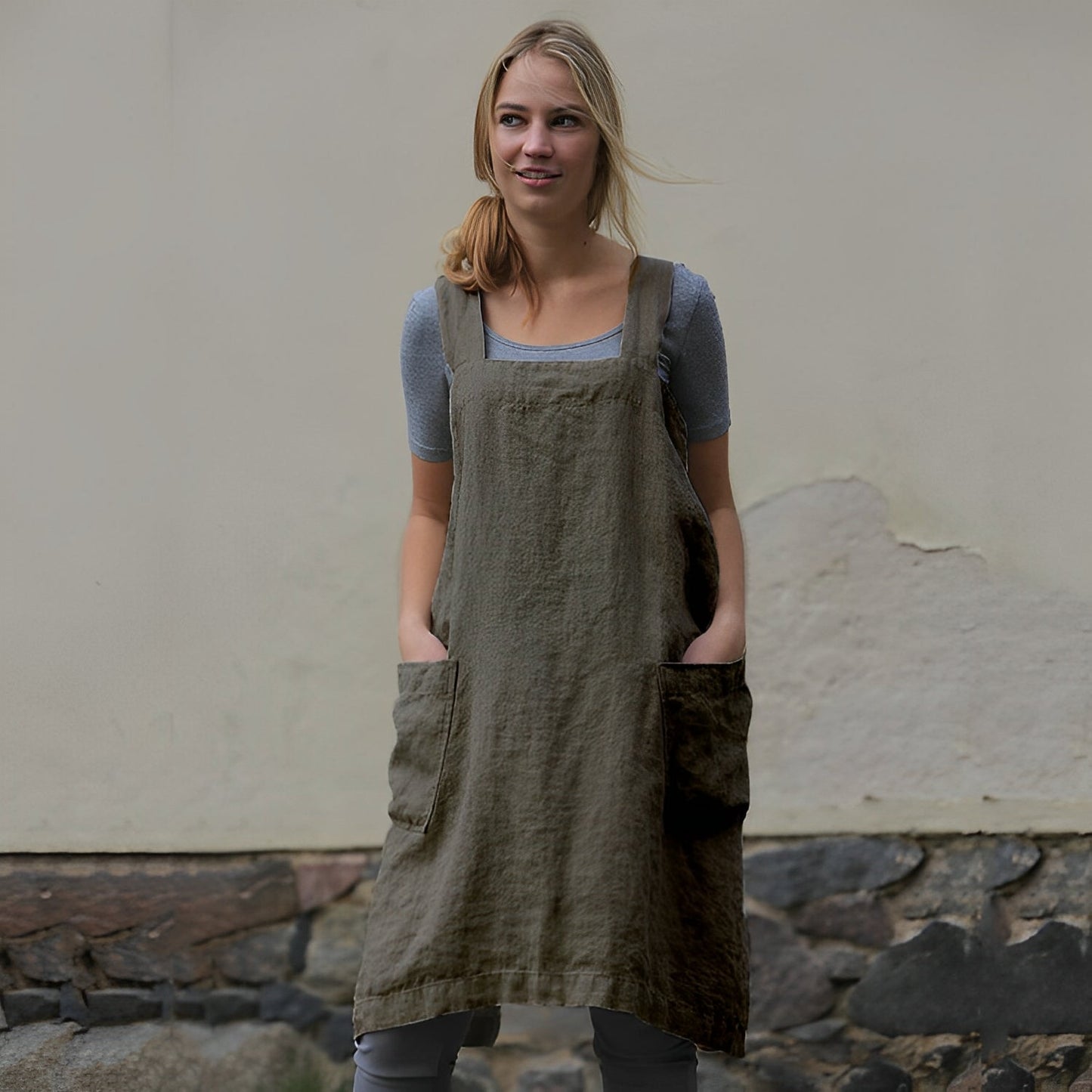 Mozelle - Damen-Schürzenkleid im legeren Stil mit Taschen