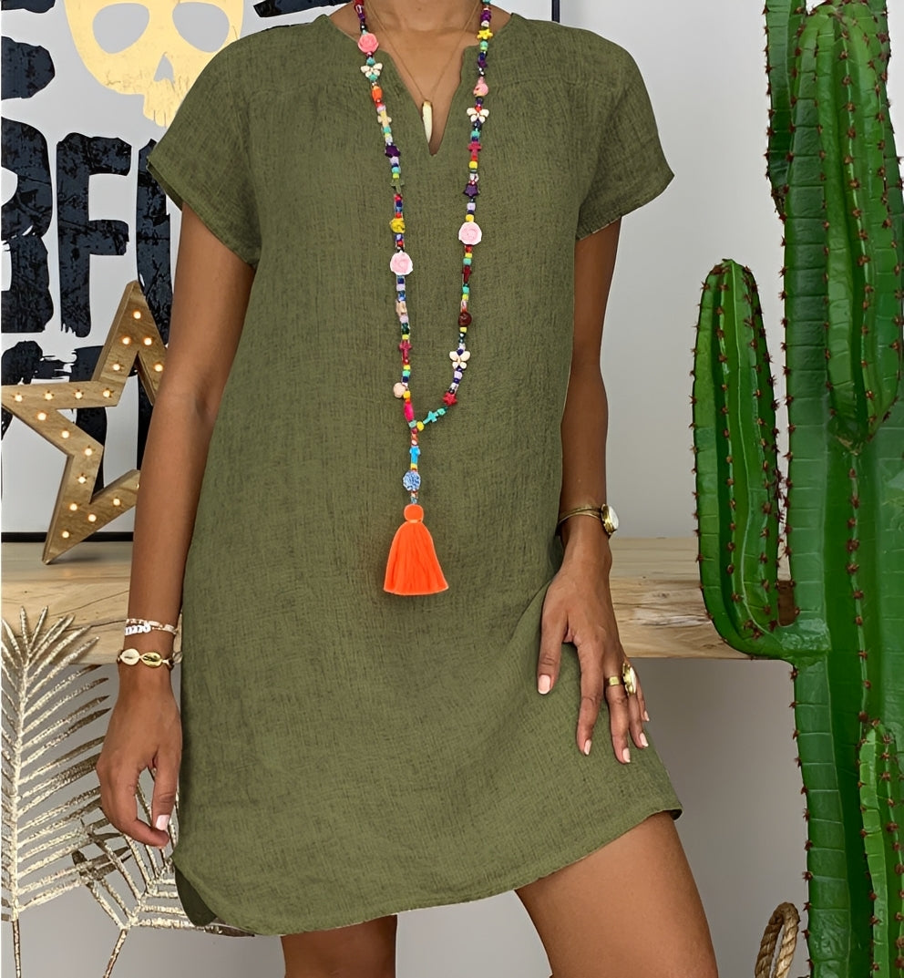 Ellia - Bequemes Sommerkleid mit kurzen Ärmeln für Damen