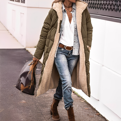 Nadège - Cappotto invernale lungo trapuntato da donna con cappuccio