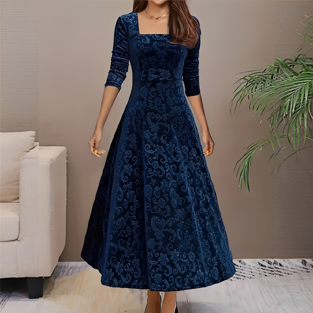 Malvina - Elegantes Damenkleid mit eckigem Ausschnitt