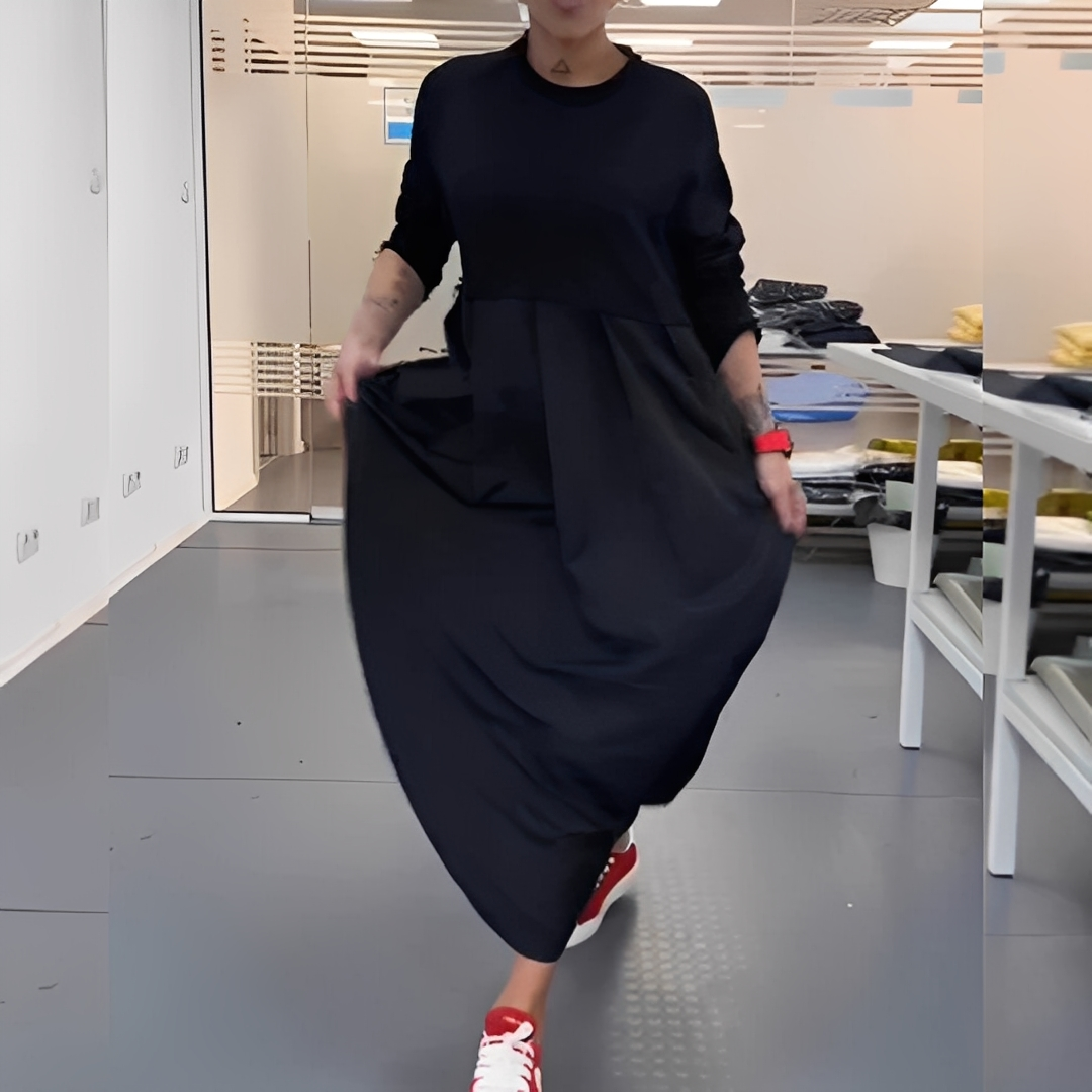 Gisèle - dámské šaty s kulatým výstřihem a volným střihem