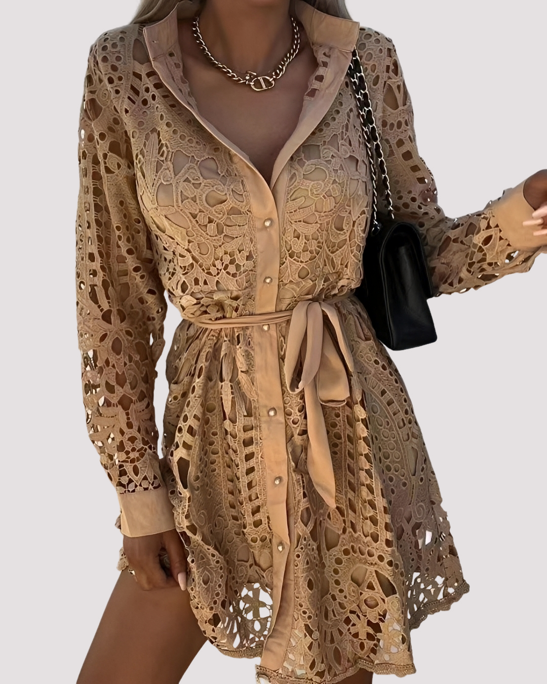 Lydia - Schickes Kurzes Kleid mit langen Ärmeln für Damen