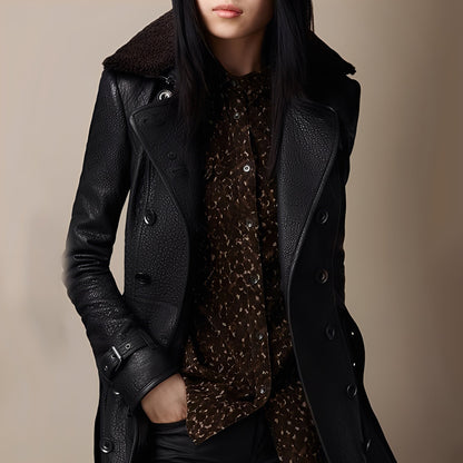 Rachael - Women's coat made of faux leather in modern style