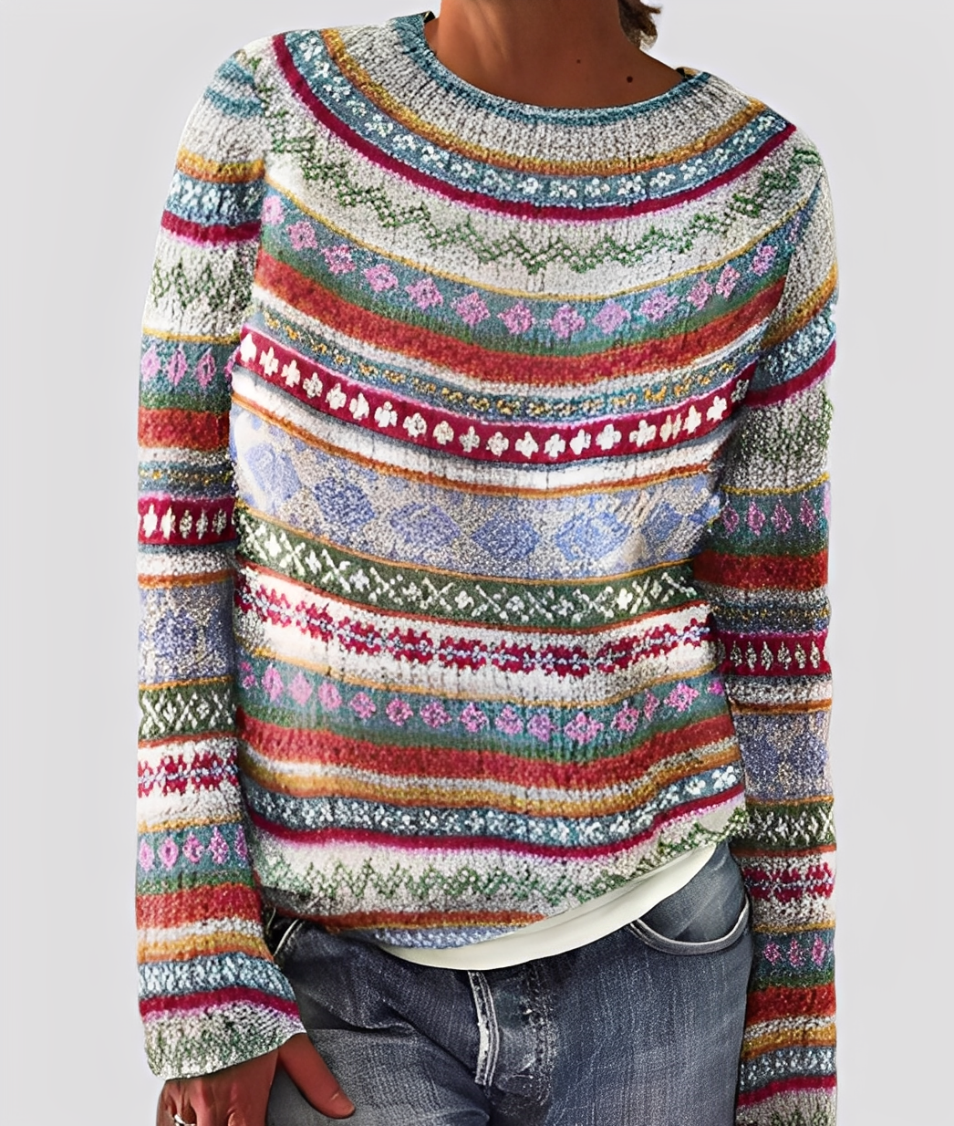 Christal - Elegancki, luźno skrojony damski sweter z wełny