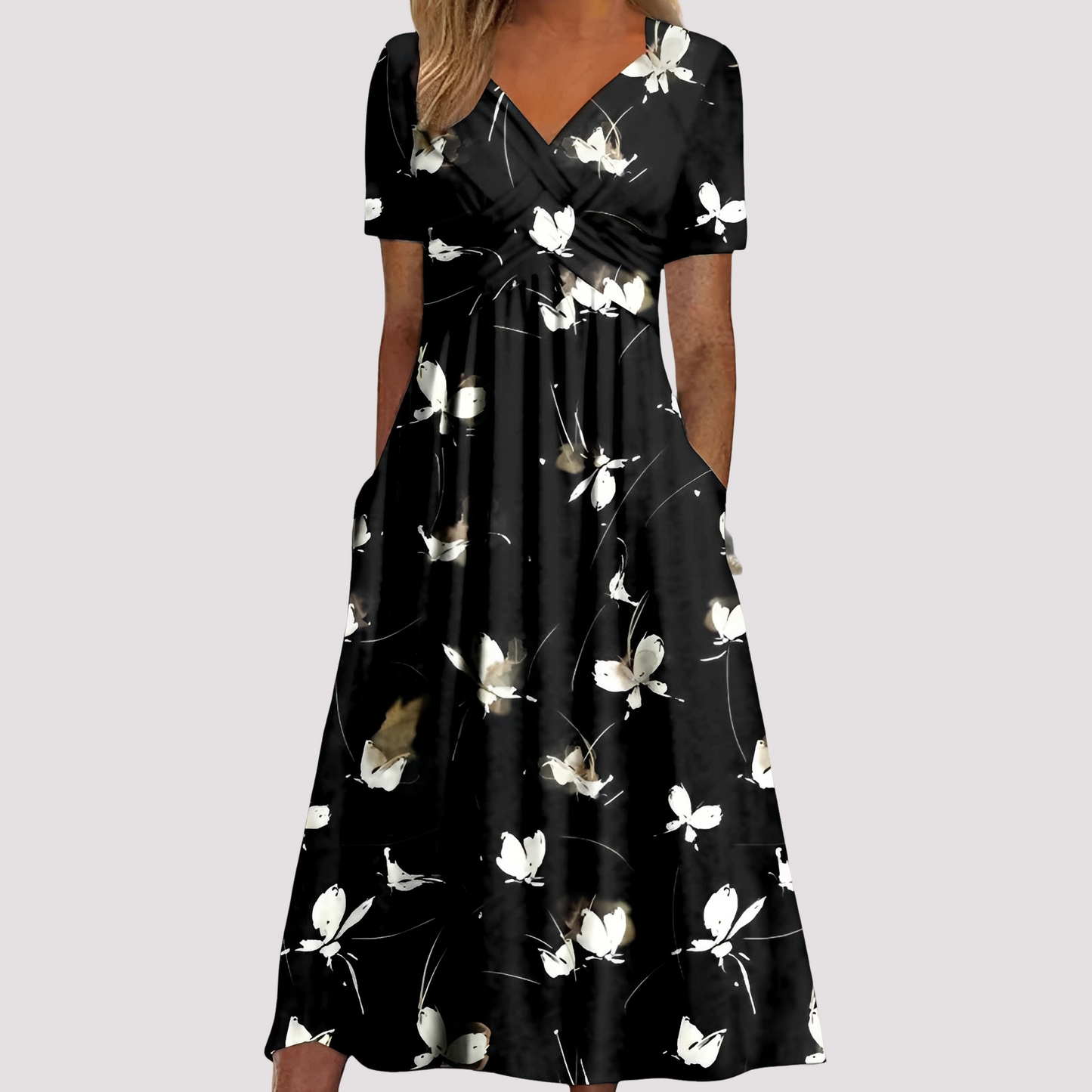 Gabriella - Elegantes Midikleid mit V-Ausschnitt für Damen