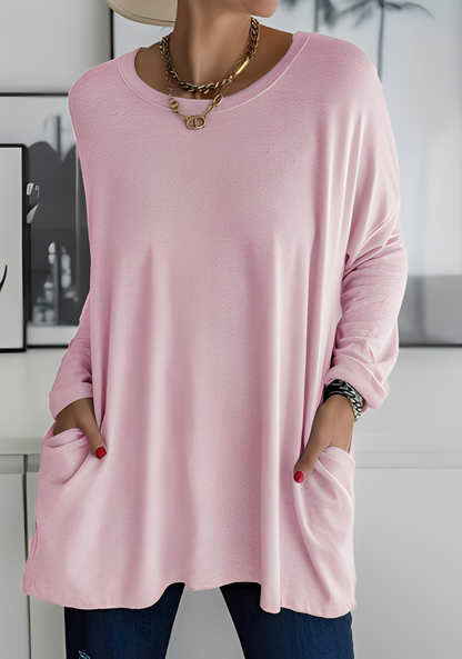 Krystle - Comfortable Women's Long-Sleeve Shirt with Pockets