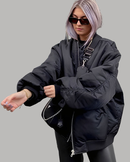 Coleen - duża kurtka bomberka damska o luźnym kroju typu locker cut