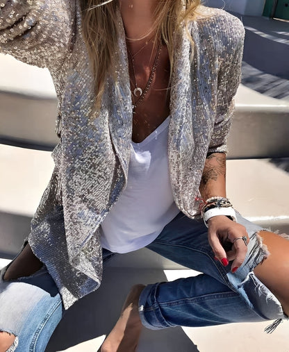 Abigaëlle - Damenblazer mit Revers und Glitzer