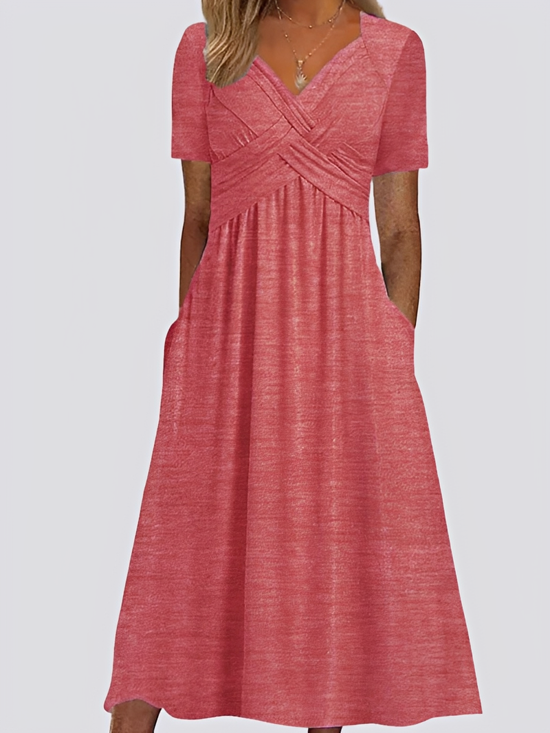 Salma - Lockeres Midikleid für Damen mit femininer Note und kurzen Ärmeln