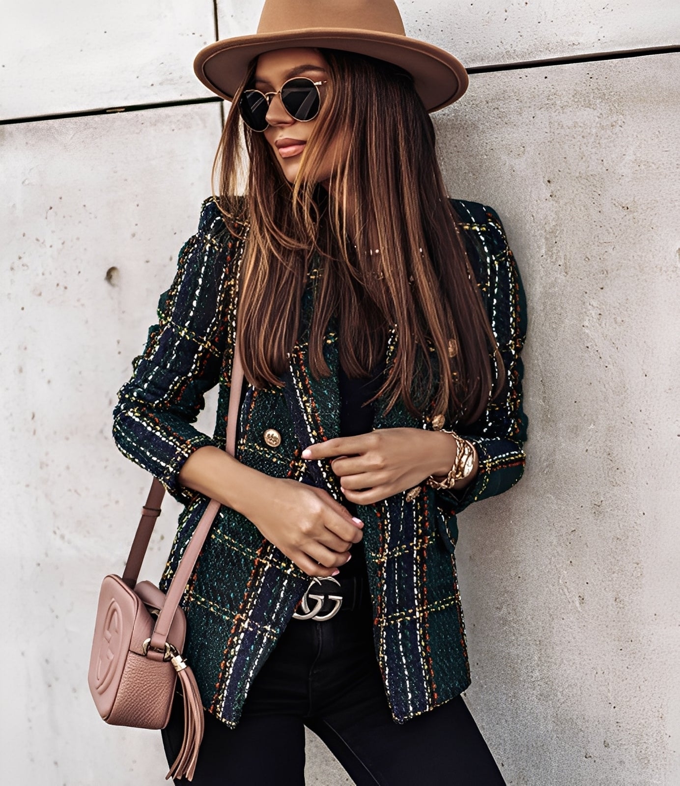 Cheri - Modern, slim-fit women's blazer with check pattern