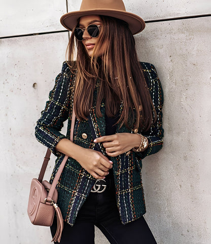 Cheri - Modern, slim-fit women's blazer with check pattern