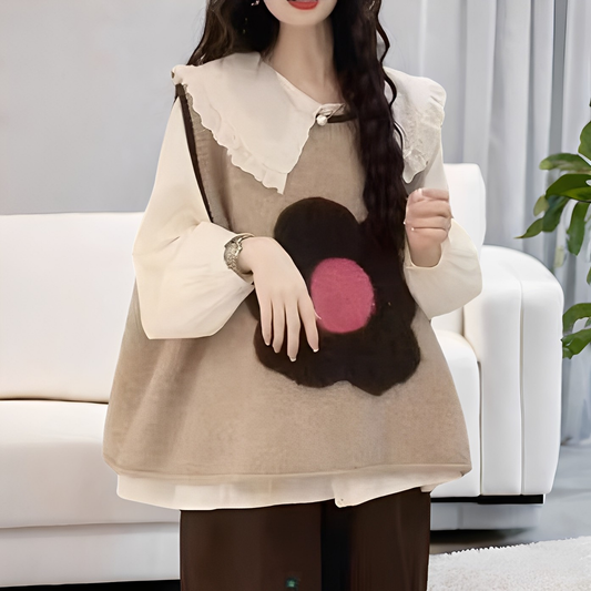 Lavina - Bequeme Strickweste mit Blumendesign für Damen
