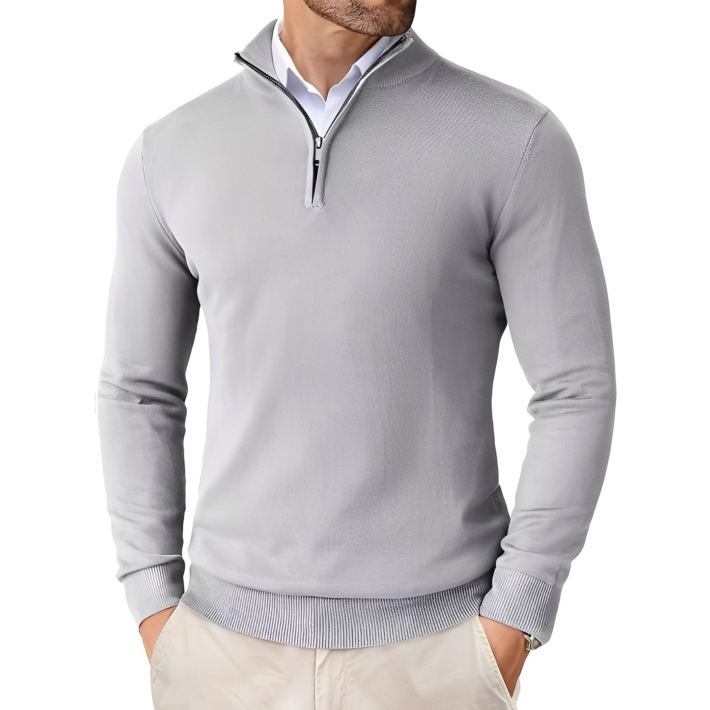 Darell - Elegant men's knitted sweater with zipper
