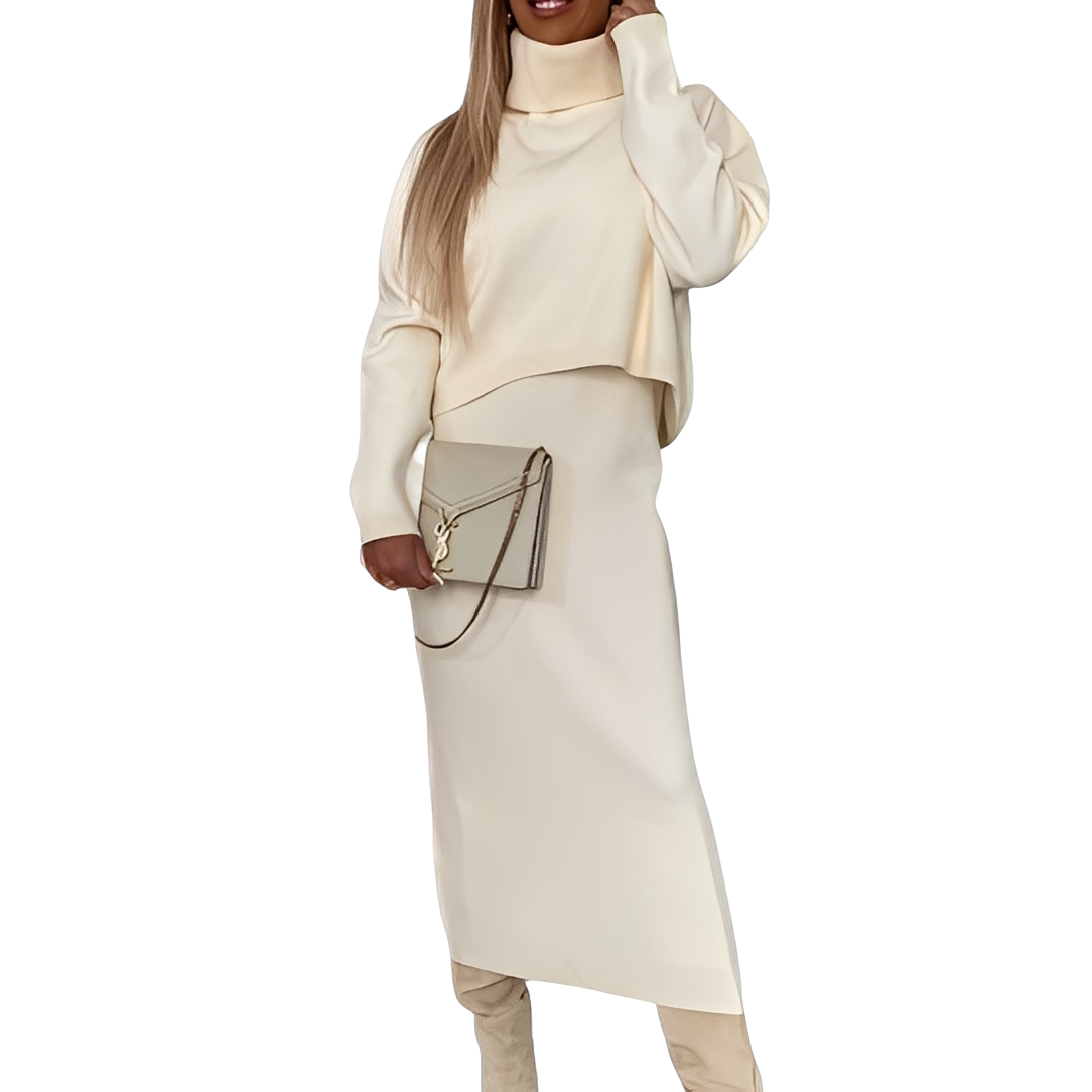 Natalee - Stylish set of women's turtleneck sweater and skirt