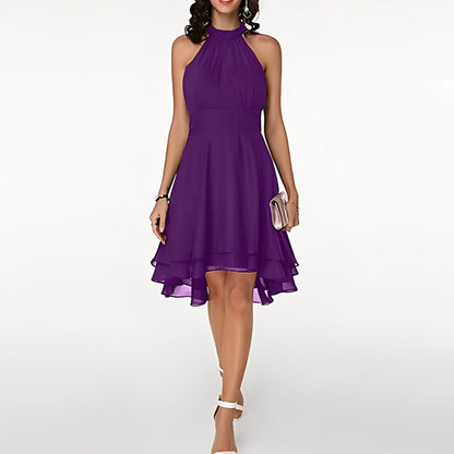 Melissa - damska sukienka z szyfonu z ładnymi falbankami