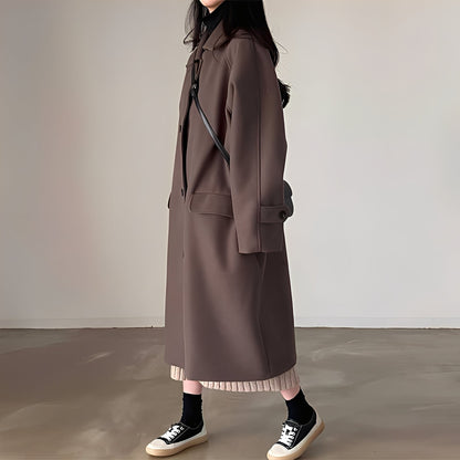 Estelle - Klasyczny jednorzędowy damski płaszcz wełniany