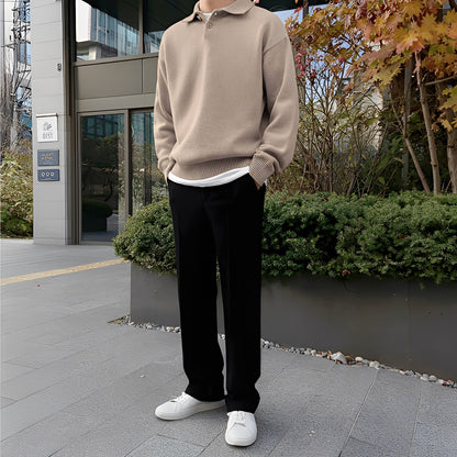 Bernard - Herren Langarm-Strickpoloshirt