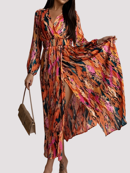 Alina - Elegantes Kleid im Bohemian-Stil mit hohem Schlitz für Damen