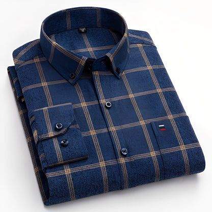 Nikolas - Chemise légère pour homme en tissu de coton à carreaux