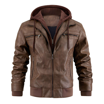 Morley - Veste en cuir classique pour homme avec capuche