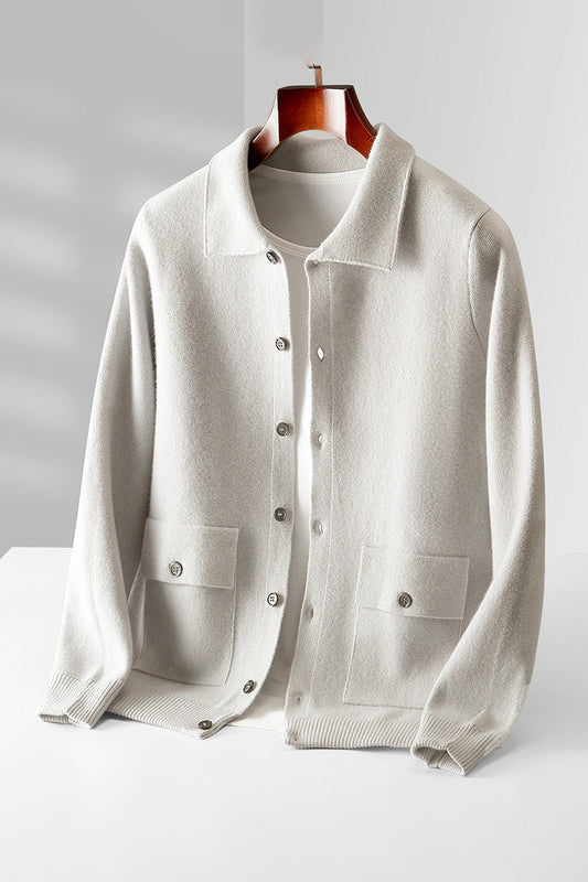 Herbert - Elegantní, hustě pletený pánský cardigan s kapsami