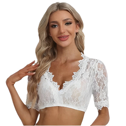 Bonnie - Trendige Oktoberfest-Dirndlbluse aus Netzstoff für Frauen