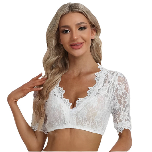 Bonnie - Trendige Oktoberfest-Dirndlbluse aus Netzstoff für Frauen