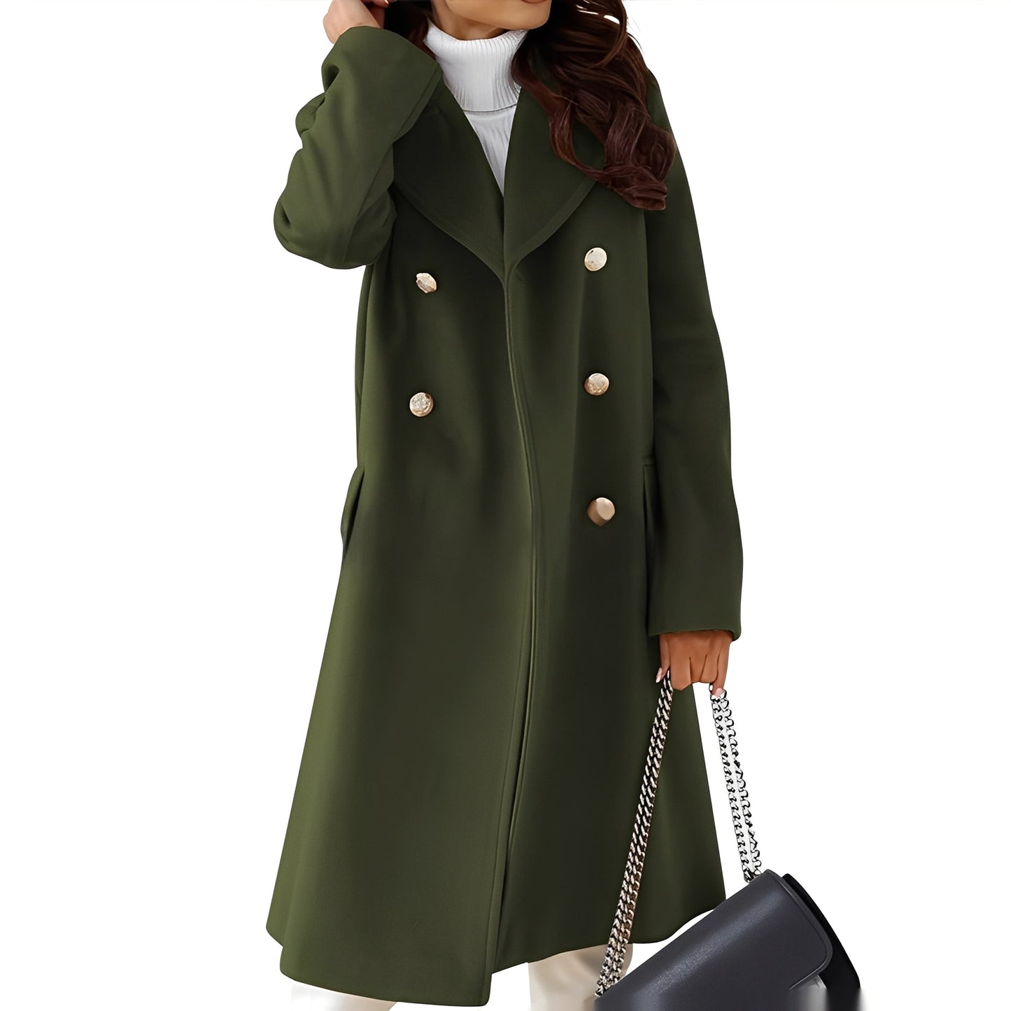 Viona - Stylish women's coat with double row of buttons