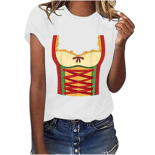 Hazel - Lockeres Oktoberfest-Shirt mit Druck für Damen