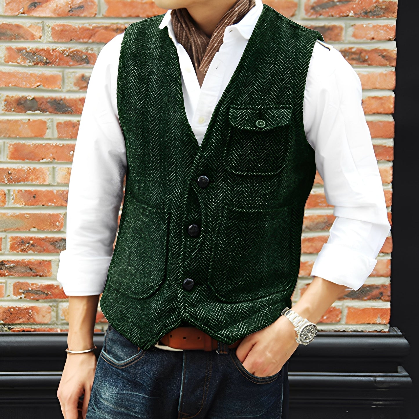 Matthew - Elegant tweed vest with pockets for men