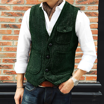 Matthew - Elegant tweed vest with pockets for men