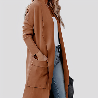 Chantal - Comfortable long tweed cardigan for women