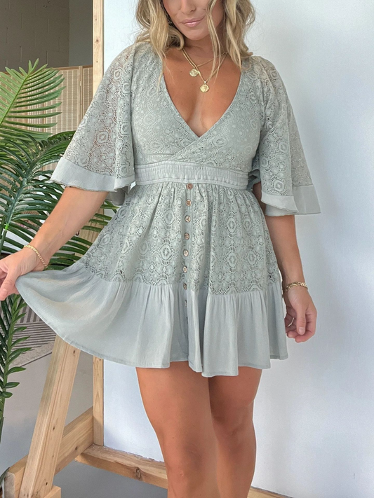Catrina - Damen-Hipster-Kleid mit Häkel-Details