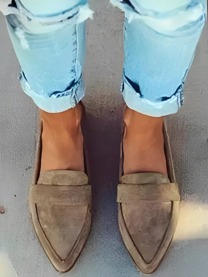 Christal - Mocassins en daim à pointe élégante pour femmes