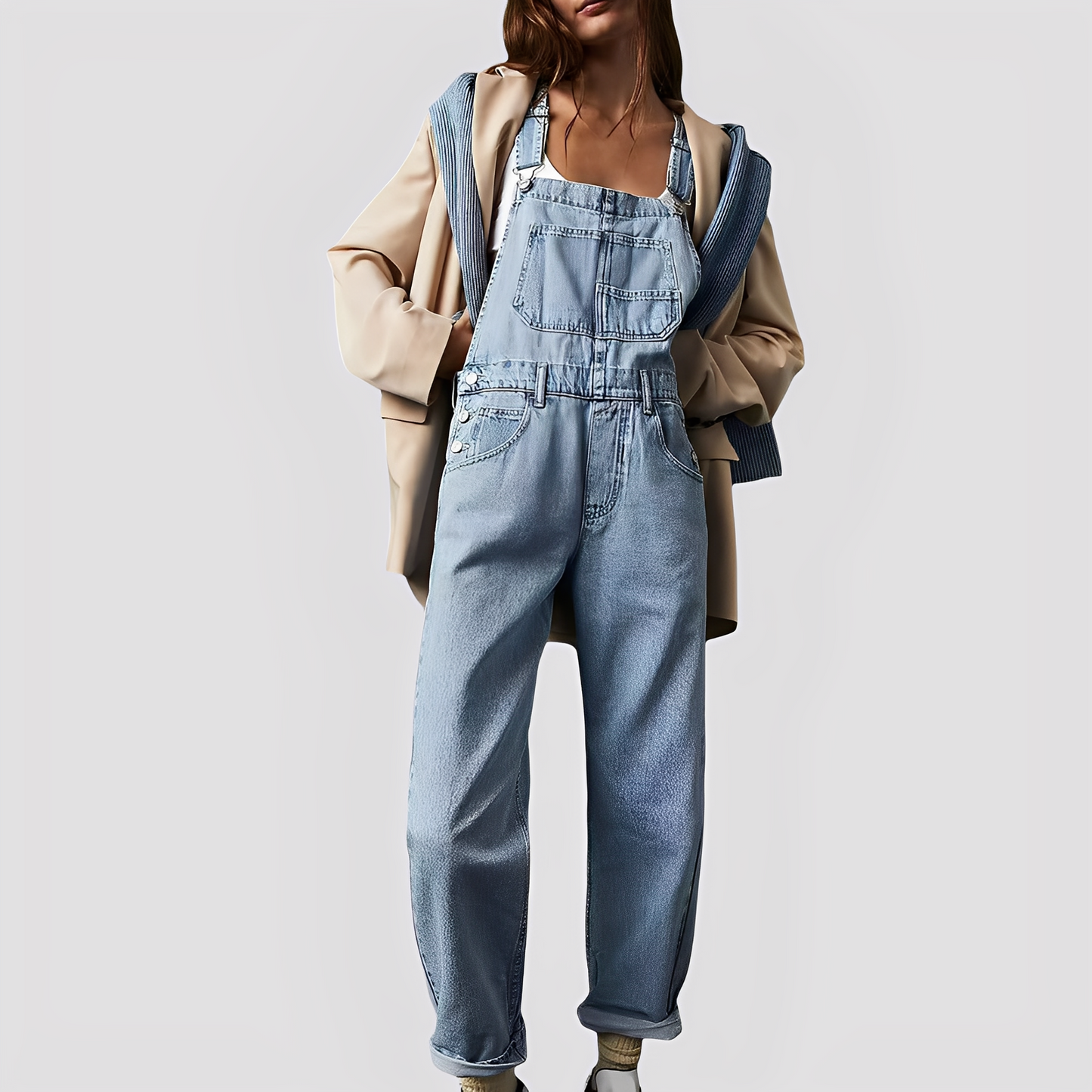Mildred - Classic, wide-cut women's jeans overalls