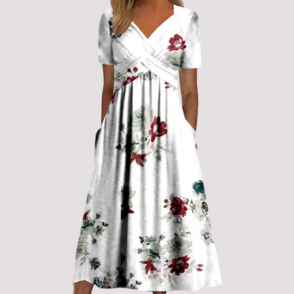 Gabriella - Elegantes Midikleid mit V-Ausschnitt für Damen