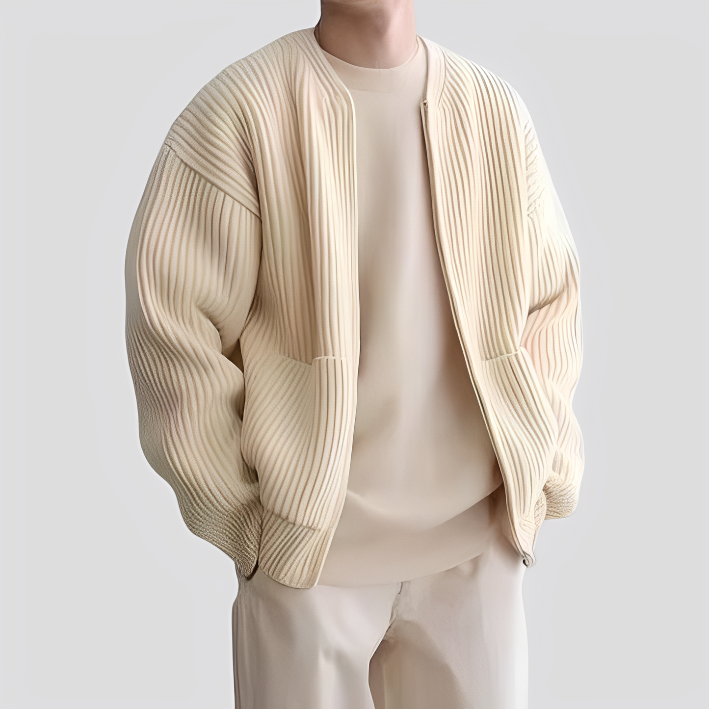 Willy - Casual men's knitted jacket with zipper