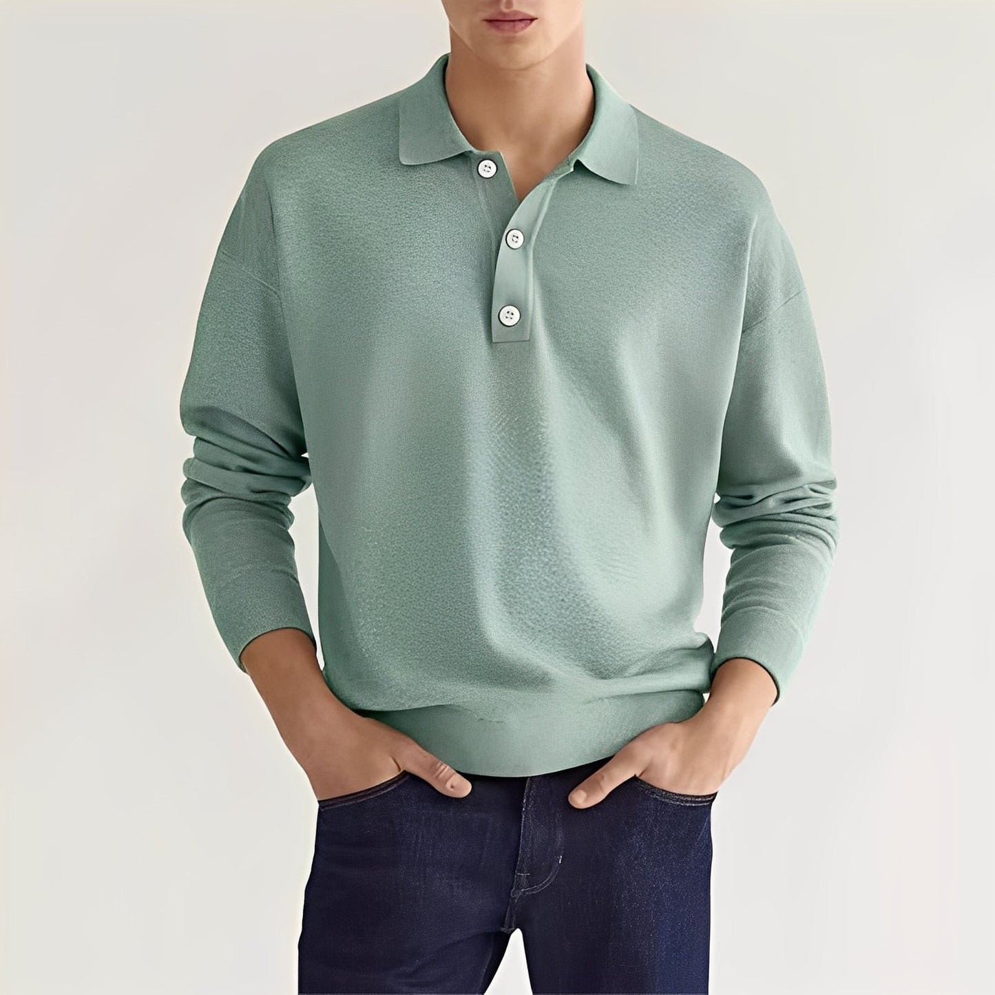 Carlton - Polo à manches longues simple pour hommes