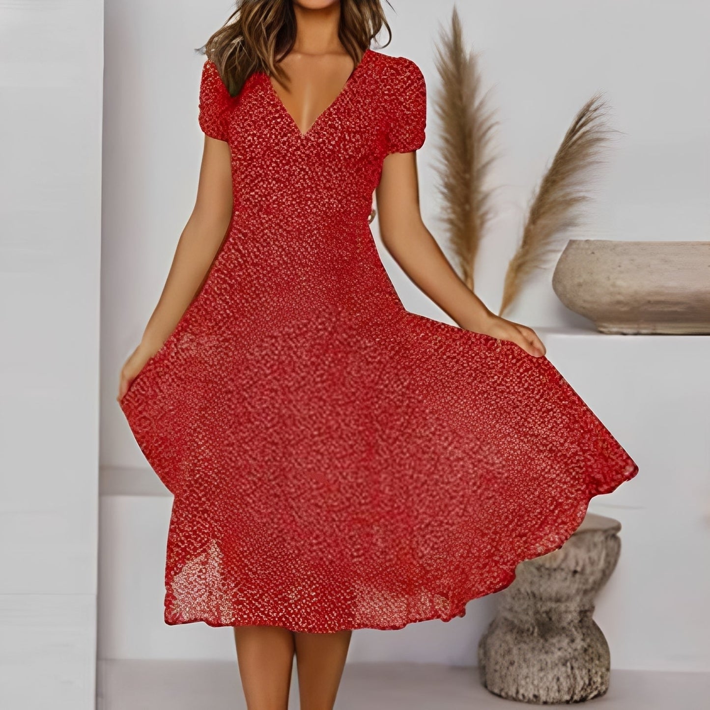 Elizabeth - Entspanntes, lockeres Damen-Kurzarmkleid